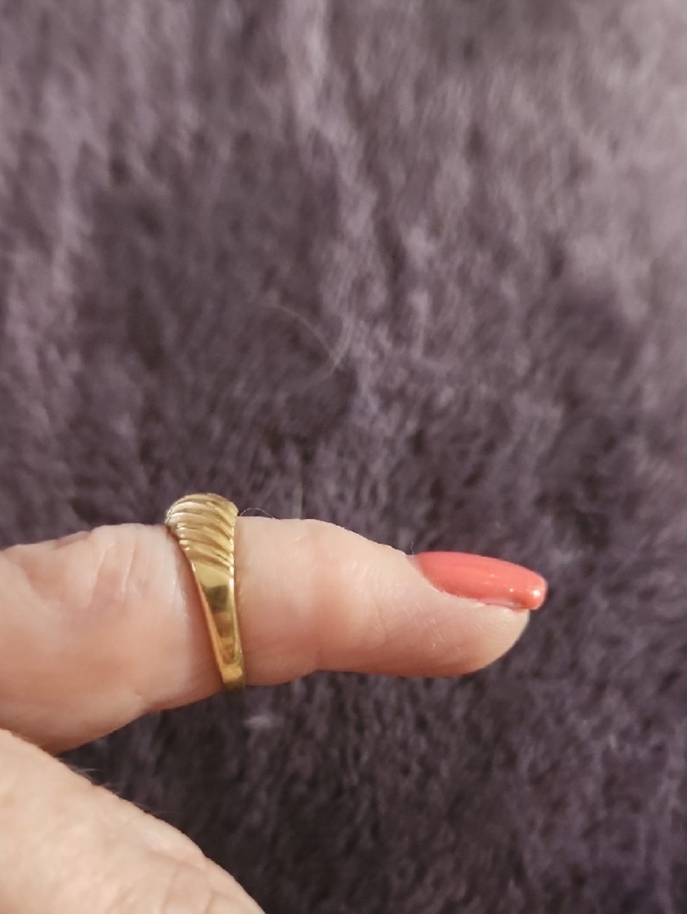 10ktGold Ribbed Dome Ring - Women Jewelry Pinkie - Picture 2 of 5